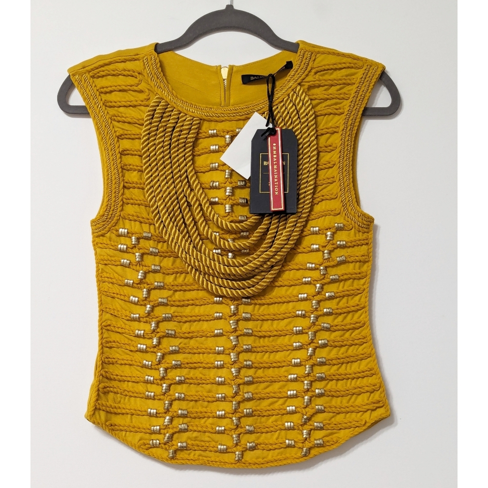 BALMAIN X H&M Limited Edition Runway Top with Braided Embroidery Size 2